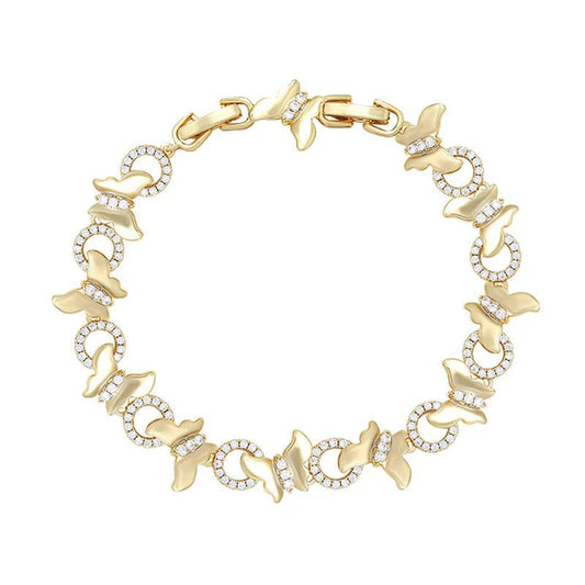 Copper Inlaid Zircon Smart Butterfly 14K Bracelet