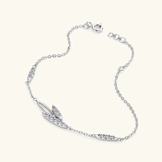 Leaf Diamond Bracelet ( White Gold)