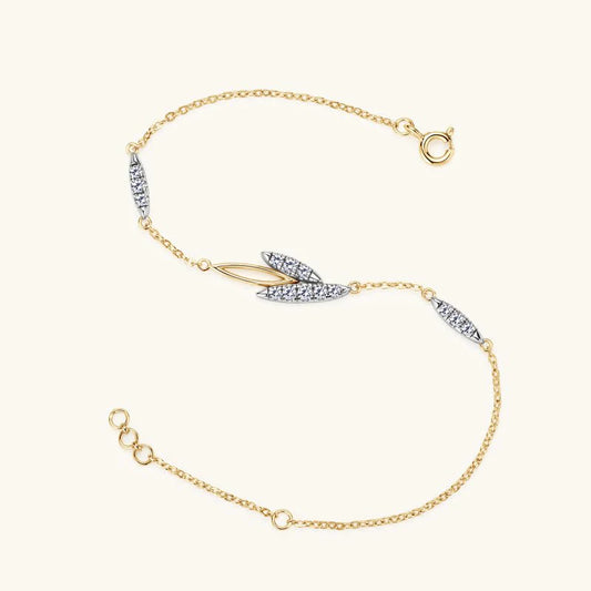 Leaf Diamond Bracelet ( White Rose Gold)