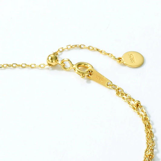Simple Double-layer 925 Silver Plating 10K Yellow Bracelet